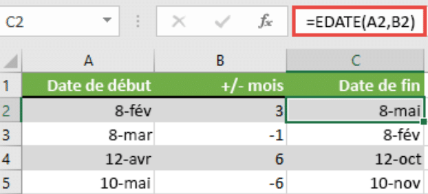 Fonction Formule MOIS Excel sur Excel : Utilisation et Exemple