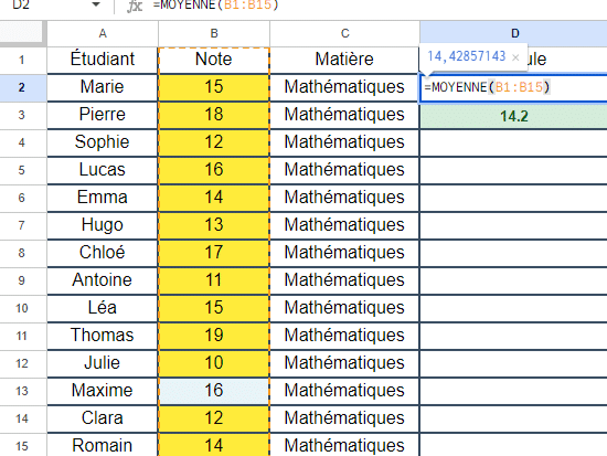 Calculer une moyenne sur Excel : Formules et exemples
