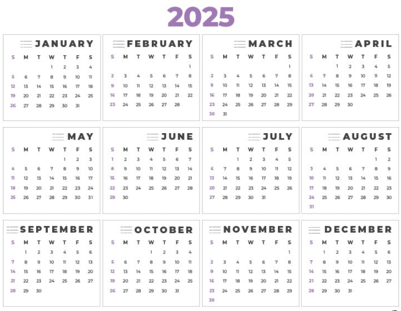 Calendrier 2025 : Modèle Gratuit Excel