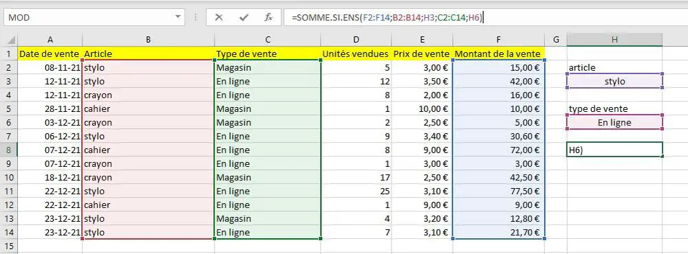 Fonction SOMME SI ENS sur Excel : Utilisation et Exemple Fonction SOMME SI ENS sur Excel : Utilisation et exemple