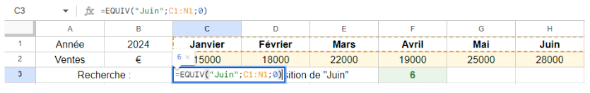 Fonction EQUIV sur Excel : Utilisation et exemple