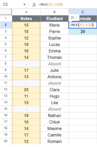Fonction MAX sur Excel : Utilisation et exemples
