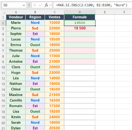 Fonction MAX sur Excel : Utilisation et exemples