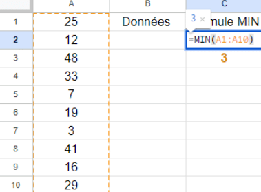 Fonction MIN sur Excel : Utilisation et Exemple