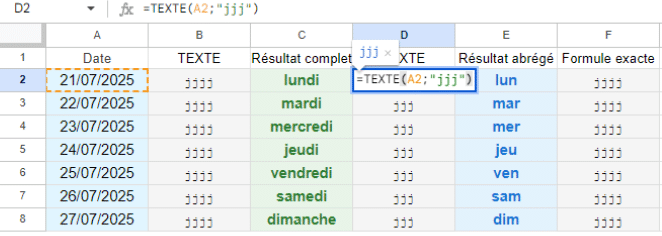 Fonction Jour sur Excel : Utilisation et Exemple