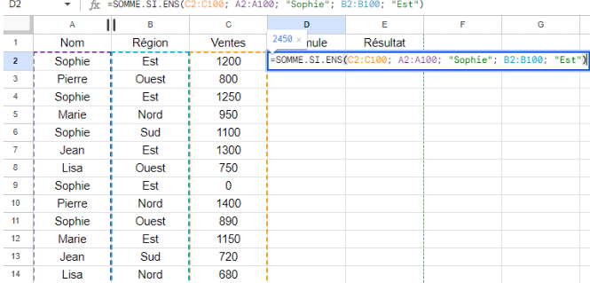 Fonction SOMME SI ENS sur Excel : Utilisation et Exemple