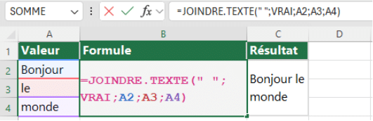 Fonction Joindre Texte sur Excel : Utilisation et Exemple
