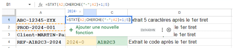 Fonction STXT sur Excel : Utilisation et exemple