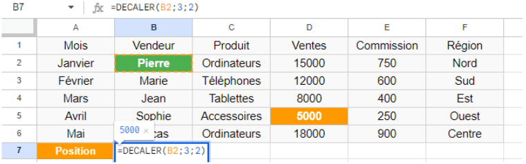 Fonction DECALER sur Excel : Utilisation et exemple
